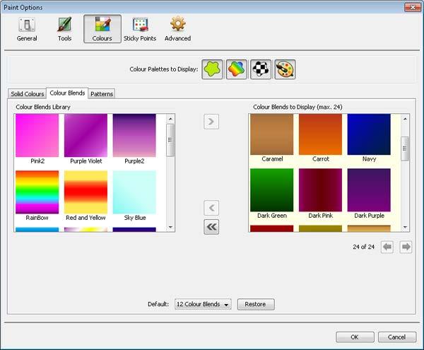 Clicker Sets You can enable and disable colours palettes by clicking their icons in the Colours Palettes to Display to toggle them.