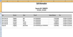 calling/called fleet member/group Duration of call in minutes Time and date of the call Image 19.