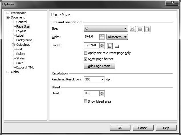 Printing from a Program Make the settings for the page layout. From the [Layout] menu, choose [Page Setup]. The [Options] window appears. Make the settings for the media size.