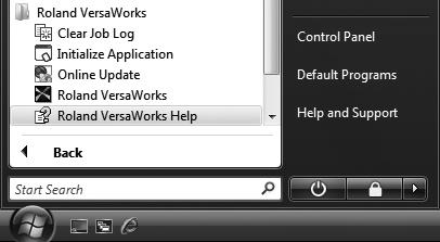 "VersaWorks Help" is a user's manual intended for viewing on a computer screen. Installing the program enables you to view the documentation. Installation Procedure (p.