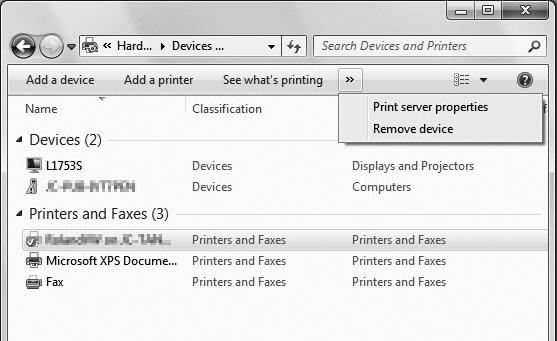 Remove VersaWorks Windows 7: Click [>>] with other printers (device) that existed in the list selected, and then click
