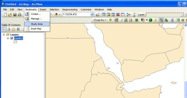 specific location. Once you have set your extent as desired, click on the bookmarks menu and then select create. This will open a dialog box into which you need to name the extent.