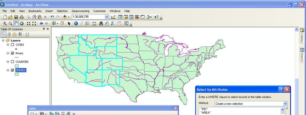 You can deselect these Mtn states by either selecting Clear Selection in the options dropdown of the attribute table or by selecting Clear selected features from the selection menu in the main ArcMap