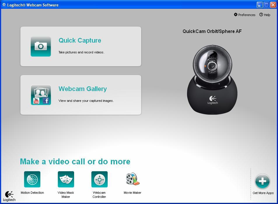 Select Quick Capture. 11. The Logitech Quick Capture software will launch with the webcam active.