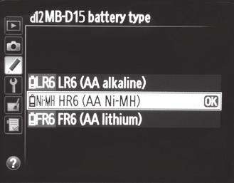 For AA batteries, only battery levels are displayed.