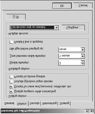 52 Internet Access with Dial-Up Network (for Windows 2000) Per default the option Dial all devices is selected under Multiple devices.