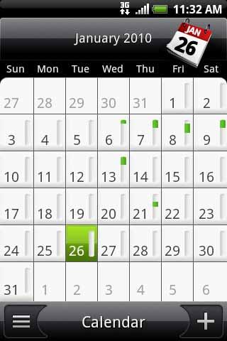 Calendar 109 Changing calendar views When you open Calendar, it displays the Month view by default. You can also display the Calendar in Agenda, Day, or Week view.