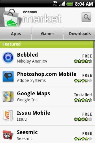 184 More apps Finding and installing apps from Android Market Android Market is the place to go to find new apps for your phone.