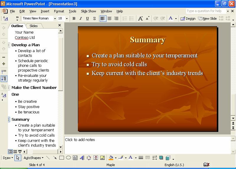 V-2.6 Computer Fundamentals 9 Press Tab. PowerPoint creates a new indent level for slide 3. 10 Type Be creative and then press Enter. A new bullet appears.
