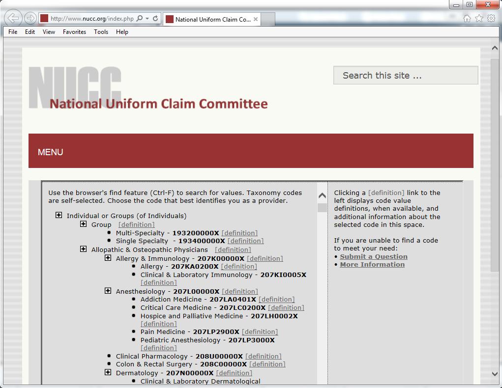 After clicking ( ) the National Uniform Claim Committee webpage