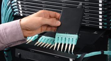 Featuring the highest port density for fiber optic cabling currently offered in the marketplace, H+ enclosures accommodate up to 288 duplex LC ports in a 4U, 144 in a