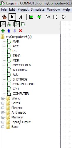 Add Wire AND and OR gates Double Click here to go into the Control Unit Figure 2A: Project Pane d) After the file mycomputerv6(3).