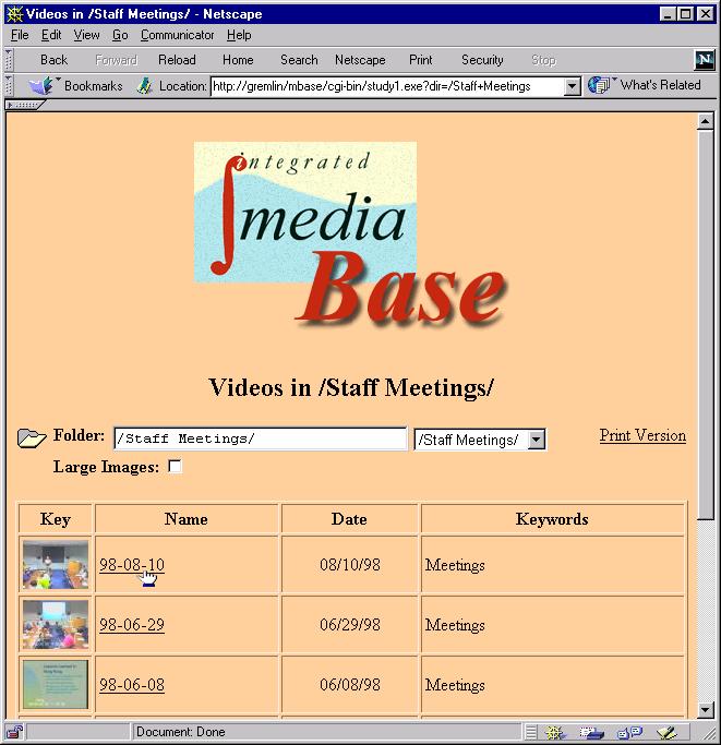 Figure 8: Video directory browser without metadata ing information presented for 1.