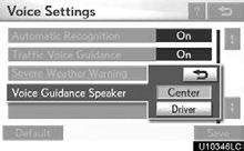 SETUP Traffic voice guidance You can receive congestion information through voice guidance while being guided to your destination. To turn the Traffic Voice Guidance on: 1.