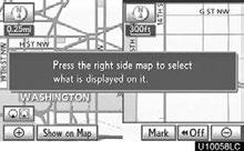 This message appears when the system is in the POI mode and the map scale is over 0.5 miles (1 km). 1.