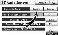 SETUP Setting Bluetooth audio The Bluetooth audio settings can be set. Registering your portable player 1. Select Bluetooth Audio Setting on Audio Settings screen. 3.