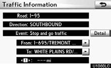 map, the XM NavTraffic info. bar will appear on the upper part of the screen.
