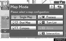 NAVIGATION SYSTEM: BASIC FUNCTIONS Switching the screens Any one of the screen configurations can be selected. 1. Select this button to display the following screen. 2.
