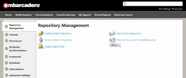 ADMINISTRATOR S REFERENCE > ADMINISTRATIVE TASKS 5 Synchronize Reporting Repository Each diagram is represented by an XML file on the server, including items in the search index.