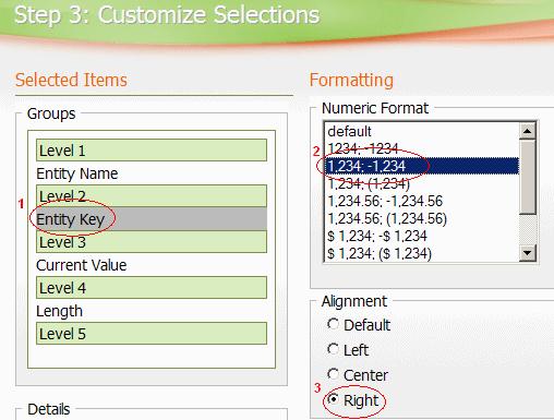 5 You can also set sort orders for column. In either the Groups or Details areas, select the item you want to set sort orders for.