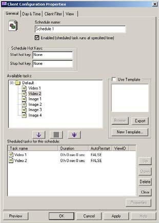8. Creating and working with schedules 1. In the Task Manager select Schedule and click New Schedule. The Schedule Properties Dialog will appear. (Figure 8.1) 2.