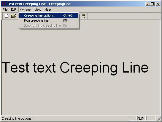 2. To create and edit scrolling text, select Options and click Creeping line options (Figure 10.2) a. In the General tab Creeping Line Property Sheet you are given several options; b.