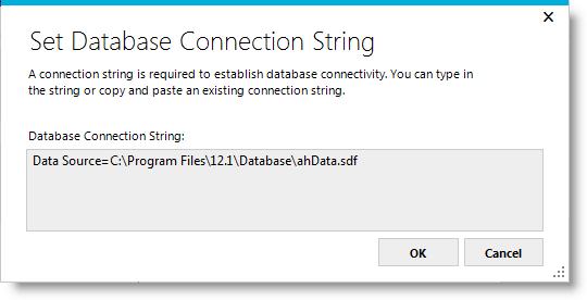Page 47 As an alternative to using any of the provided links to specify the connection string to the metadata database, the System Administrator can click the Edit Connection String button and