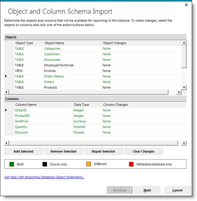 Page 91 Import/Manage Objects and Columns The Object and Column Schema Import dialog box allows the System Administrator