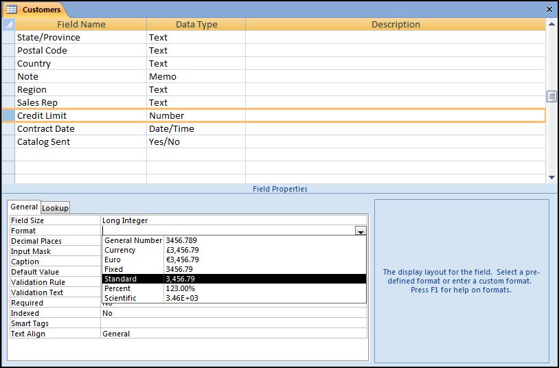 Chapter 3 Modifying the Field Properties Selecting a number format 1. Display All Access Objects in the Navigation Pane.