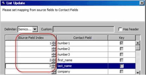 2 If the file does not contain column headings, specify the field order in the file instead. Field number1 is the first field from the left in your file.