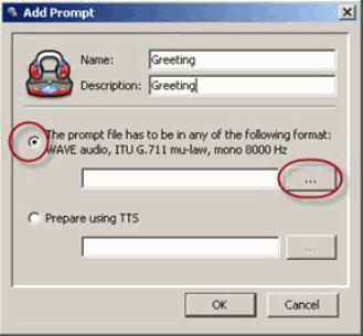 Prompts Managing Voice Prompts Selecting Recorded WAV Files After saving your prompt, greeting, or custom hold music, upload it to the Prompts folder.