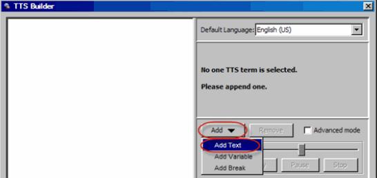 2 If the text term is not entered, click Add and selecting Add Text.