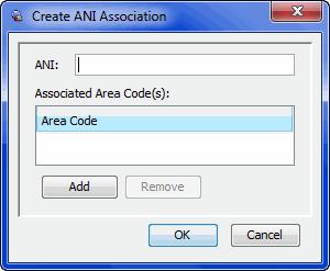 Domain Settings Managing Automatic Number Identification 2 Click Add to open the ANI Association window.