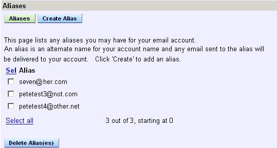 Options Create and manage other email addresses for this email account. Exceptions You can set up filtering rules to identify particular messages, and then move, copy, forward, or delete them.
