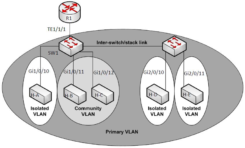 A promiscuous port can serve only one primary VLAN, one isolated VLAN, and multiple community VLANs. Layer 3 gateways are typically connected to the switch through a promiscuous port.