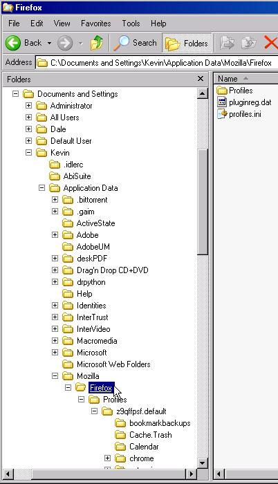 Figure 1. Windows Firefox Application Data Folder Location and Structure The profiles.ini file tells Firefox where to find its configuration data.
