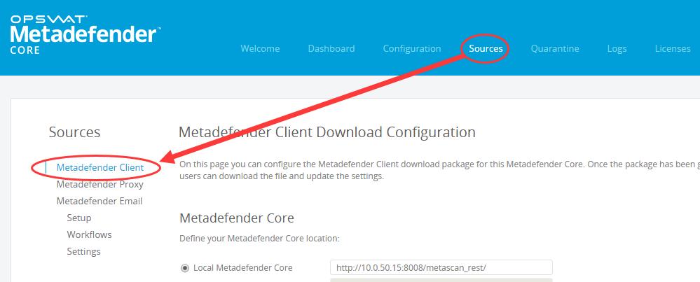2.3 Configuring the Metadefender Local Client in Metadefender Core 3.