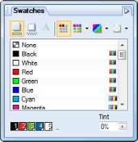2 On the Swatches tab, click the Fill button (currently showing that this object has a blue fill