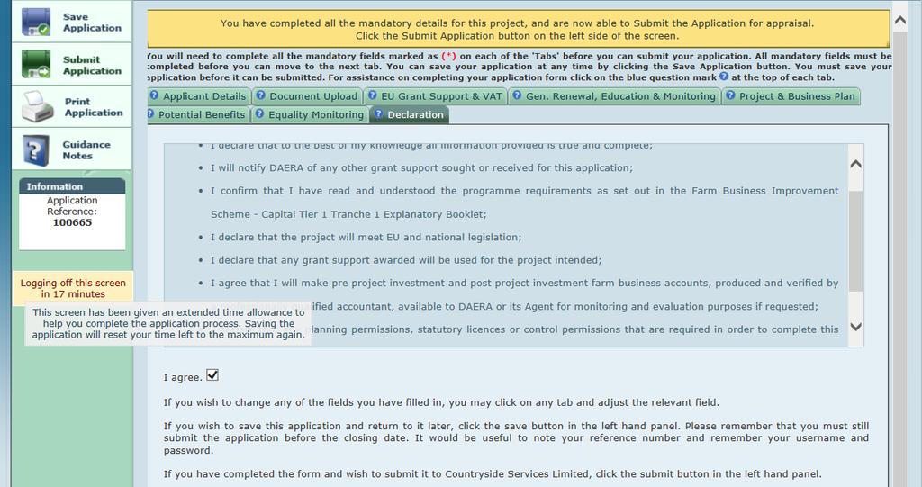 30. New Application Submission of Saved Application. When you click on the unsubmitted application shown on Page 31 this opens the Edit Application screen - see below.