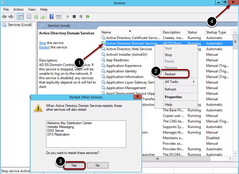 Restart the Active Directory Domain Services to Sync Time Since time is out of sync in the HOL lab, the quickest way to rectify the situation is to restart the Active Directory Domain Services 1.