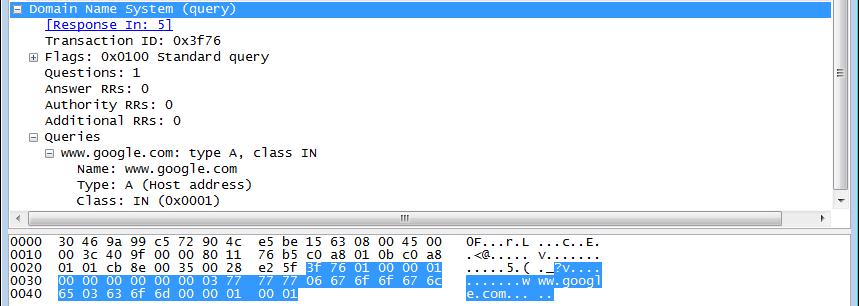 Lab - Using Wireshark to Examine a UDP DNS Capture In this example, the length of this UDP segment is 40 bytes. Out of 40 bytes, 8 bytes are used as header.