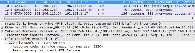 SYN bit? After a TCP session is established, FTP traffic can occur between the PC and FTP server.