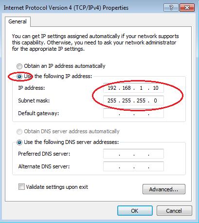 Lab - Building a Simple Network f. Click the Use the following IP address radio button to manually enter an IP address, subnet mask, and default gateway.