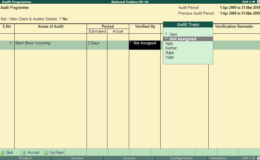 The Audit Programme screen is displayed. Figure 4.