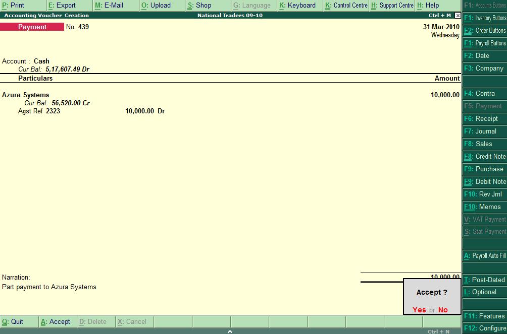 The Auditing section of the Audit & Analysis screen is displayed. Figure 221.