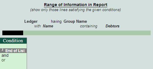 The Range of Information in Report window in the Filters screen is displayed. Figure 94.