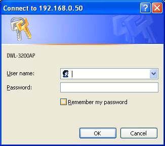 Start your web browser program (Internet Explorer, Netscape Navigator ). Type the IP address and http port of the DWL-300AP in the address ield (http://19.168.0.50) and press Enter.