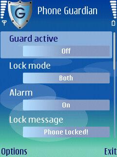 Guard Active Function In Guard Active menu user turns on or off the Phone Guardian. To choose on or off function user has just to press the joystick once.