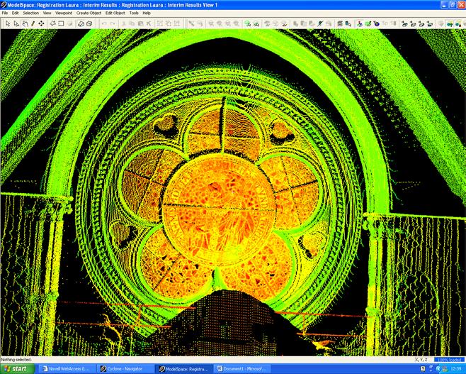 Figure 5, A point cloud of one of the windows within Lincoln Cathedral. 5. CONCLUSIONS The work at Nottingham is underway and it is planned to assess the use laser scanners for long term deformation monitoring.