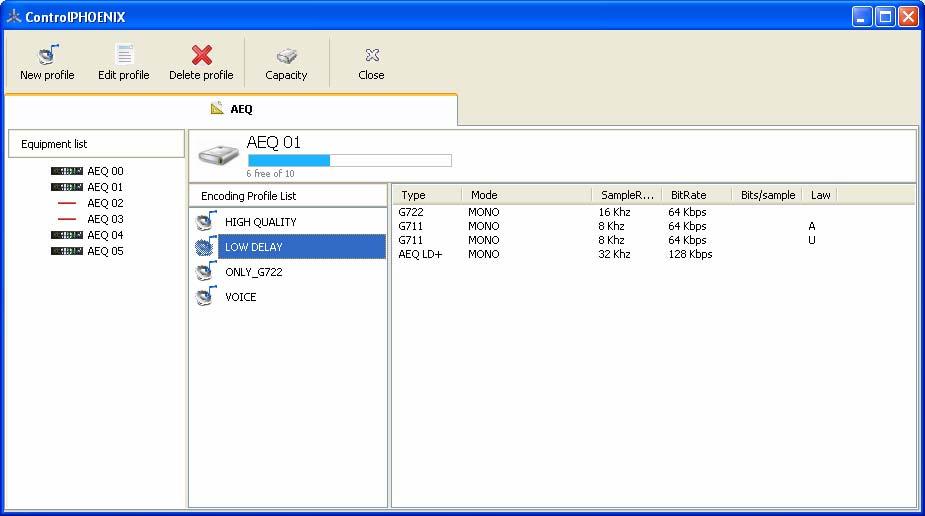 5.1.8. Tools. This menu includes several tools. The most important one is Encoding Profile Management (SIP), that allows to manage the encoding profiles used in SIP based IP connections.